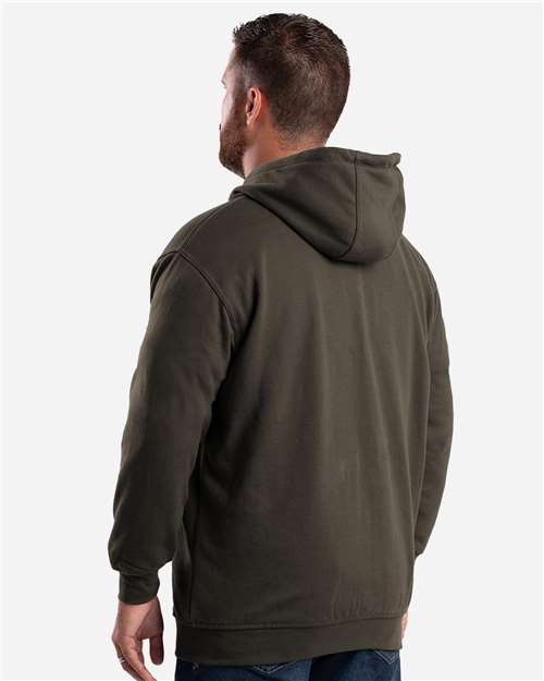 Berne Apparel SZ101 Men's Heritage Thermal Lined Hooded Sweatshirt - Dark Brown - model back