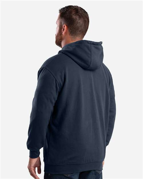Berne Apparel SZ101 Men's Heritage Thermal Lined Hooded Sweatshirt - Navy - model back