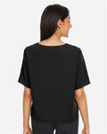 Devon & Jones DP617W Women's Perfect Fit Tie Front Blouse - Black - model back