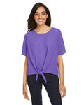 Devon & Jones DP617W Women's Perfect Fit Tie Front Blouse - Grape - model front