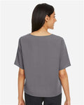 Devon & Jones DP617W Women's Perfect Fit Tie Front Blouse - Graphite - model back