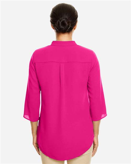 Devon & Jones DP611W Women's Perfect Fit Three-Quarter Sleeve Crepe Tunic - Crown Raspberry - model back