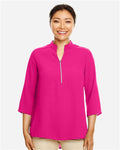 Devon & Jones DP611W Women's Perfect Fit Three-Quarter Sleeve Crepe Tunic - Crown Raspberry - model front