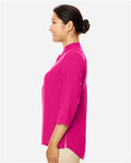 Devon & Jones DP611W Women's Perfect Fit Three-Quarter Sleeve Crepe Tunic - Crown Raspberry - model side