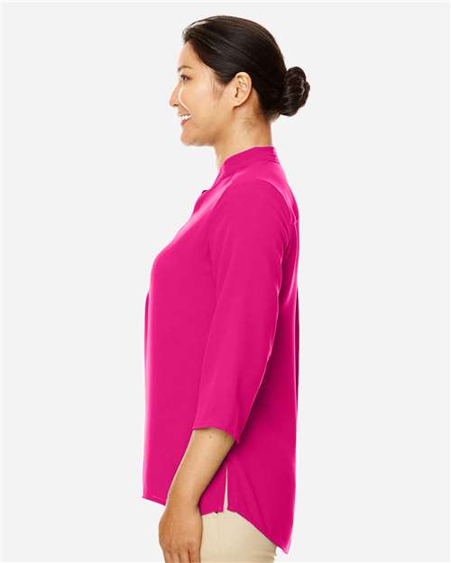 Devon & Jones DP611W Women's Perfect Fit Three-Quarter Sleeve Crepe Tunic - Crown Raspberry - model side