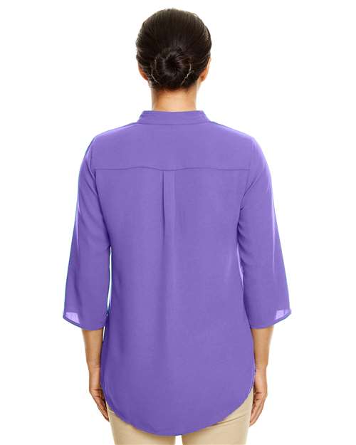 Devon & Jones DP611W Women's Perfect Fit Three-Quarter Sleeve Crepe Tunic - Grape - model back