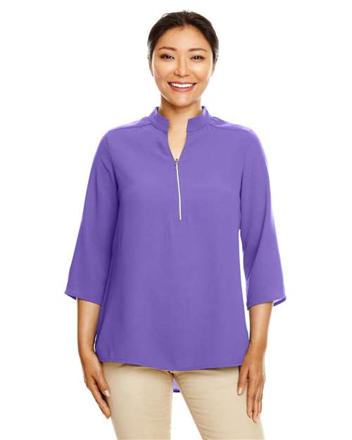 Devon & Jones DP611W Women's Perfect Fit Three-Quarter Sleeve Crepe Tunic - Grape - model front