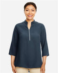 Devon & Jones DP611W Women's Perfect Fit Three-Quarter Sleeve Crepe Tunic - Navy - model front