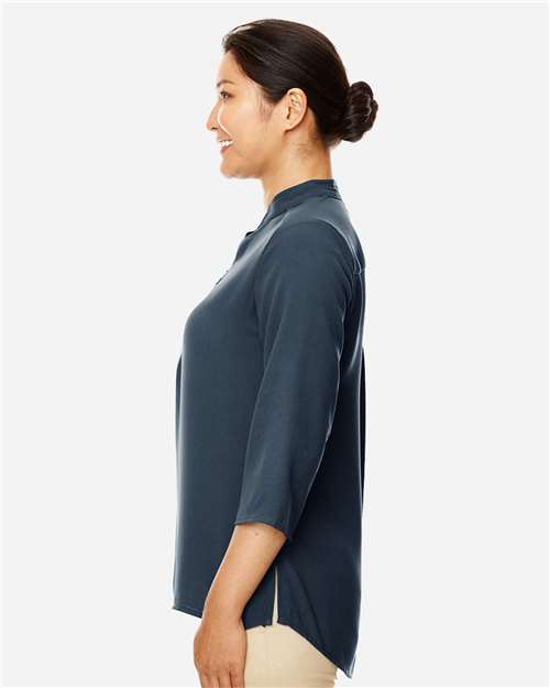Devon & Jones DP611W Women's Perfect Fit Three-Quarter Sleeve Crepe Tunic - Navy - model side