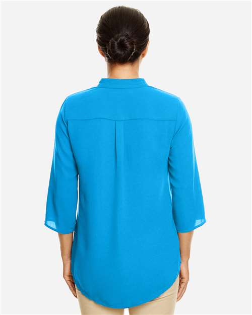 Devon & Jones DP611W Women's Perfect Fit Three-Quarter Sleeve Crepe Tunic - Ocean Blue - model back