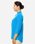 Devon & Jones DP611W Women's Perfect Fit Three-Quarter Sleeve Crepe Tunic - Ocean Blue - model side