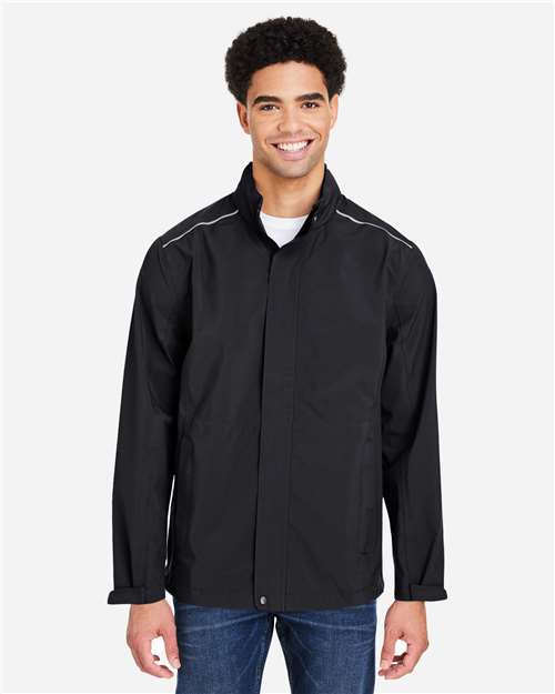 Core 365 CE712 Men's Barrier Packable Rain Jacket - Black - model front