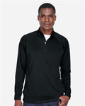 Devon & Jones DG440 Men's Stretch Tech-Shell Compass Quarter-Zip Pullover - Black - model front