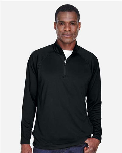 Devon & Jones DG440 Men's Stretch Tech-Shell Compass Quarter-Zip Pullover - Black - model front