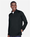 Devon & Jones DG440 Men's Stretch Tech-Shell Compass Quarter-Zip Pullover - Black - model side