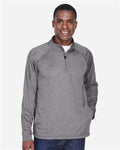 Devon & Jones DG440 Men's Stretch Tech-Shell Compass Quarter-Zip Pullover - Dark Grey Heather - model front