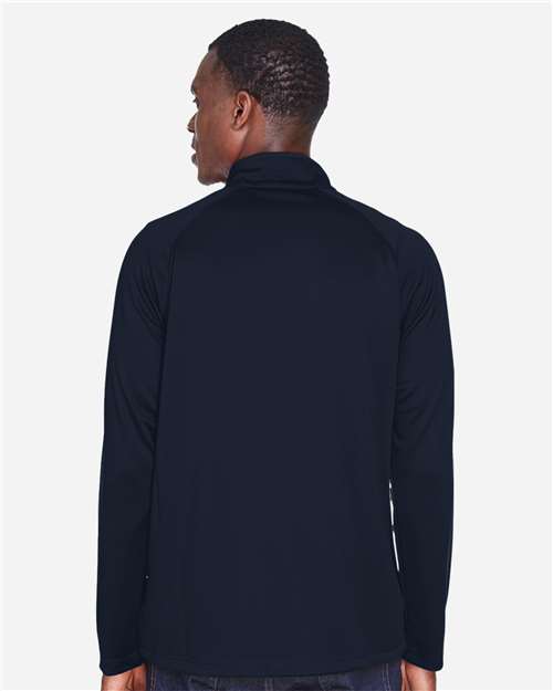 Devon & Jones DG440 Men's Stretch Tech-Shell Compass Quarter-Zip Pullover - Navy - model back