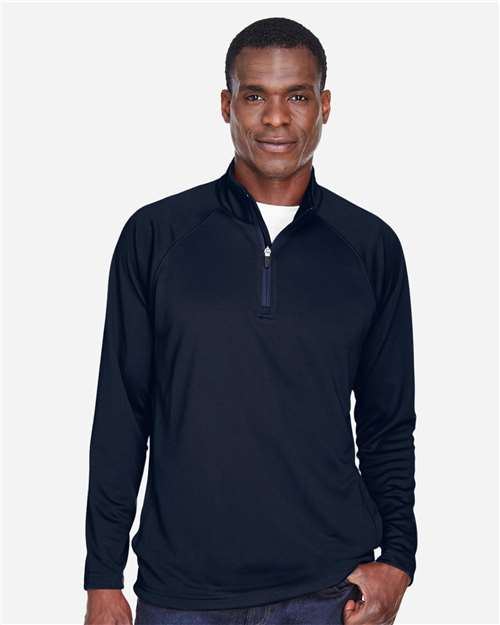 Devon & Jones DG440 Men's Stretch Tech-Shell Compass Quarter-Zip Pullover - Navy - model front