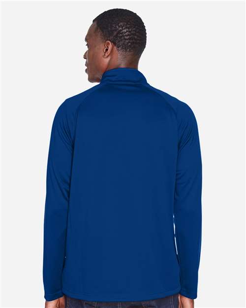 Devon & Jones DG440 Men's Stretch Tech-Shell Compass Quarter-Zip Pullover - True Royal - model back