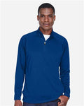 Devon & Jones DG440 Men's Stretch Tech-Shell Compass Quarter-Zip Pullover - True Royal - model front
