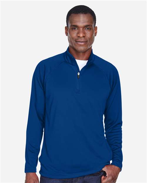 Devon & Jones DG440 Men's Stretch Tech-Shell Compass Quarter-Zip Pullover - True Royal - model front