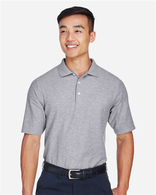 Devon & Jones DG150 Men's DRYTEC20 Performance Polo - Grey Heather - model front