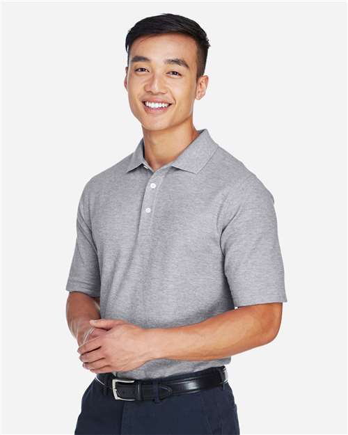 Devon & Jones DG150 Men's DRYTEC20 Performance Polo - Grey Heather - model side