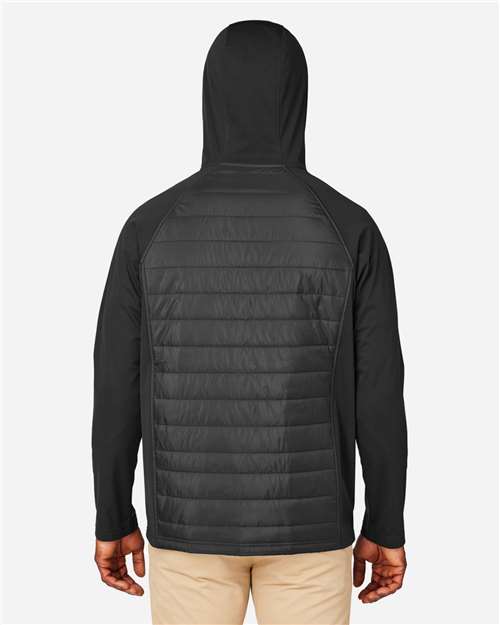 Core 365 CE808 Unisex Techno Lite Hybrid Hooded Jacket - Black - model back