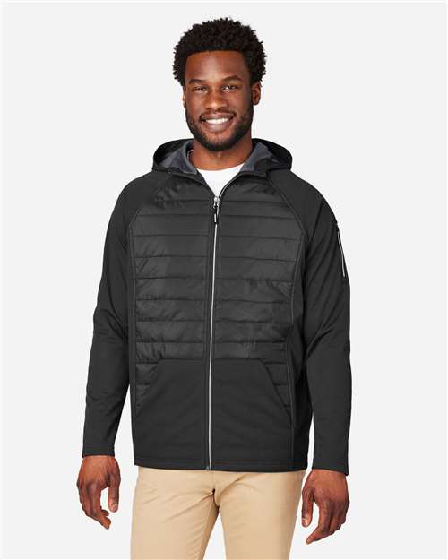 Core 365 CE808 Unisex Techno Lite Hybrid Hooded Jacket - Black - model front
