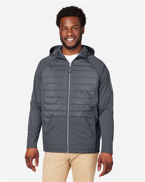 Core 365 CE808 Unisex Techno Lite Hybrid Hooded Jacket - Carbon - model front