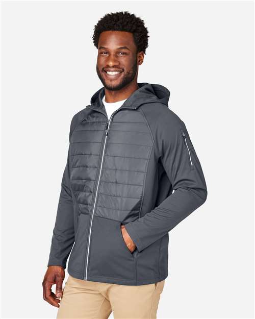 Core 365 CE808 Unisex Techno Lite Hybrid Hooded Jacket - Carbon - model side