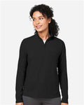 Devon & Jones DG425W Women's Raleigh Stretch Quarter-Zip Pullover - Black - model front