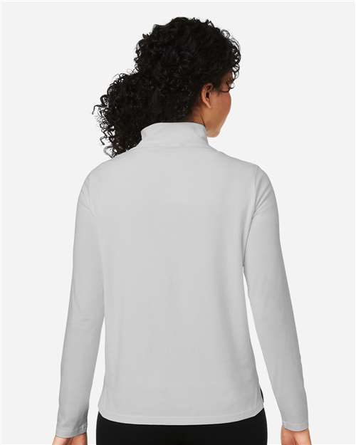 Devon & Jones DG425W Women's Raleigh Stretch Quarter-Zip Pullover - Grey - model back
