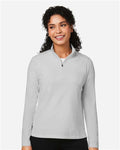 Devon & Jones DG425W Women's Raleigh Stretch Quarter-Zip Pullover - Grey - model front