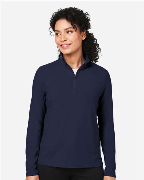 Devon & Jones DG425W Women's Raleigh Stretch Quarter-Zip Pullover - Navy - model front