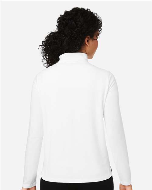 Devon & Jones DG425W Women's Raleigh Stretch Quarter-Zip Pullover - White - model back