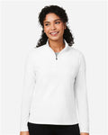 Devon & Jones DG425W Women's Raleigh Stretch Quarter-Zip Pullover - White - model front