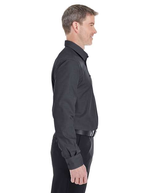 Devon & Jones DG532 Men's Crown Collection Royal Dobby Dress Shirt - Black - model side