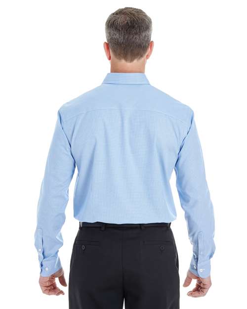 Devon & Jones DG532 Men's Crown Collection Royal Dobby Dress Shirt - French Blue - model back