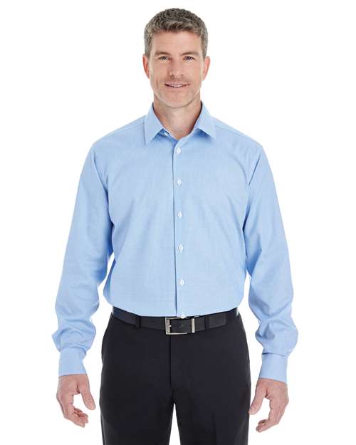 Devon & Jones DG532 Men's Crown Collection Royal Dobby Dress Shirt - French Blue - model front