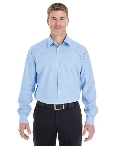 Devon & Jones DG532 Men's Crown Collection Royal Dobby Dress Shirt - French Blue - model front