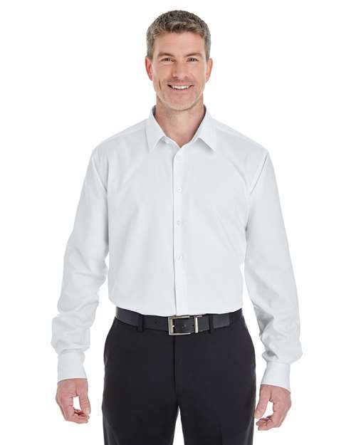 Devon & Jones DG532 Men's Crown Collection Royal Dobby Dress Shirt - White - model front