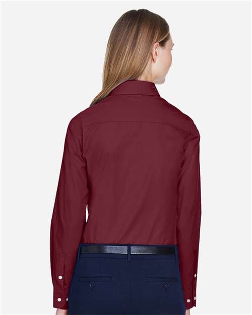 Devon & Jones D620W Women's Crown Collection Broadcloth Woven Dress Shirt - Burgundy - model back