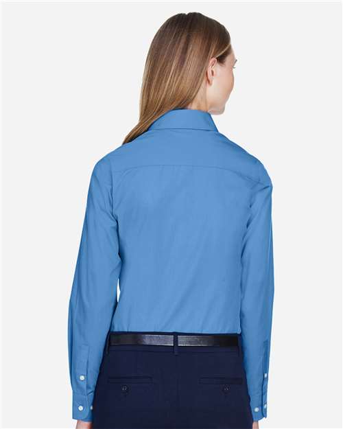 Devon & Jones D620W Women's Crown Collection Broadcloth Woven Dress Shirt - French Blue - model back