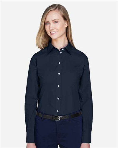 Devon & Jones D620W Women's Crown Collection Broadcloth Woven Dress Shirt - Navy - model front