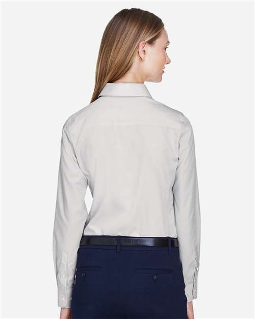 Devon & Jones D620W Women's Crown Collection Broadcloth Woven Dress Shirt - Silver - model back