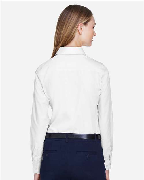 Devon & Jones D620W Women's Crown Collection Broadcloth Woven Dress Shirt - White - model back