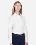 Devon & Jones D620W Women's Crown Collection Broadcloth Woven Dress Shirt - White - model side
