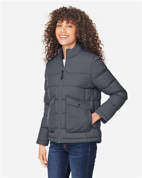 Core 365 CE720W Women's Inspire Puffer Jacket - Carbon - model side