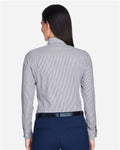 Devon & Jones D645W Women's Crown Collection Banker Stripe Woven Dress Shirt - Navy - model back